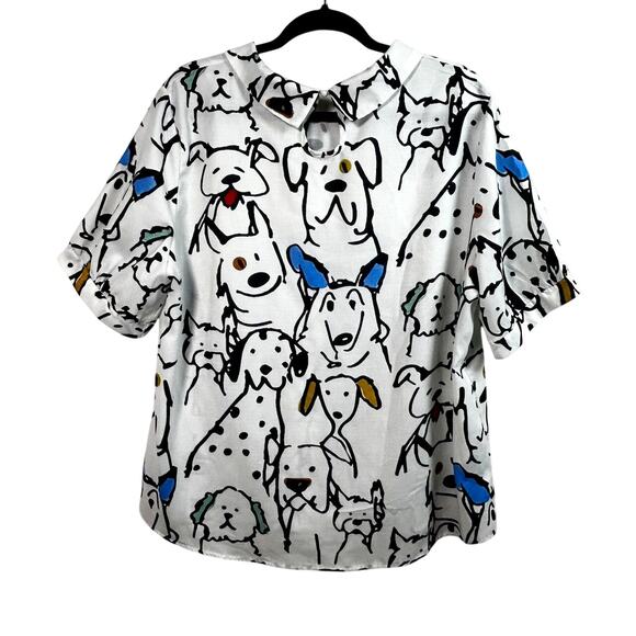Art Teacher Whimsical Dog Puppy Blouse Peter Pan Playful Modern Retro Style 2XL - Picture 6 of 10